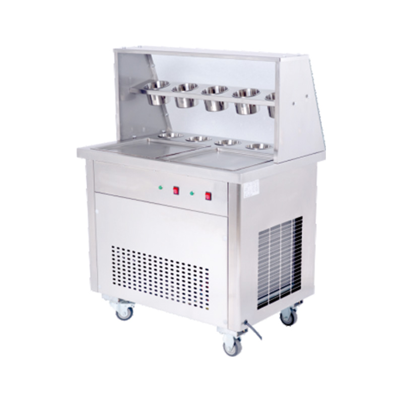 双槽方形商用炒冰机推车带五小格