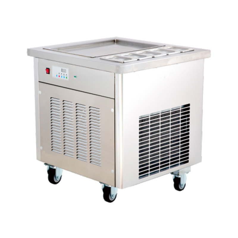 单槽方形商用炒冰机推车带五小格